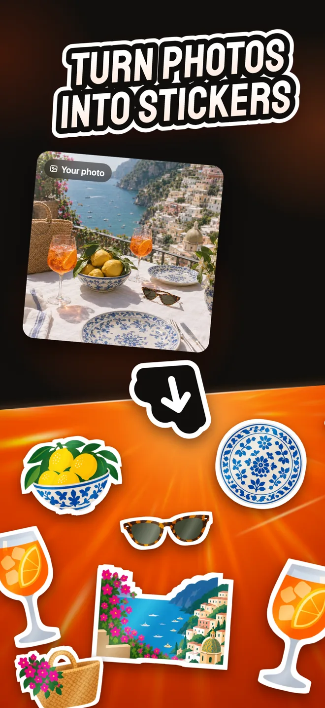 A photo of lunch on the Amalfi coast turned into a pack of stickers