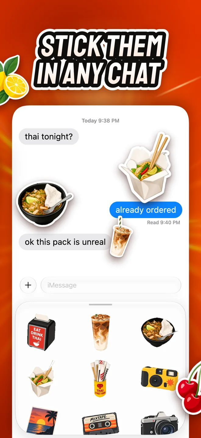 Stickers sent in a Messages conversation